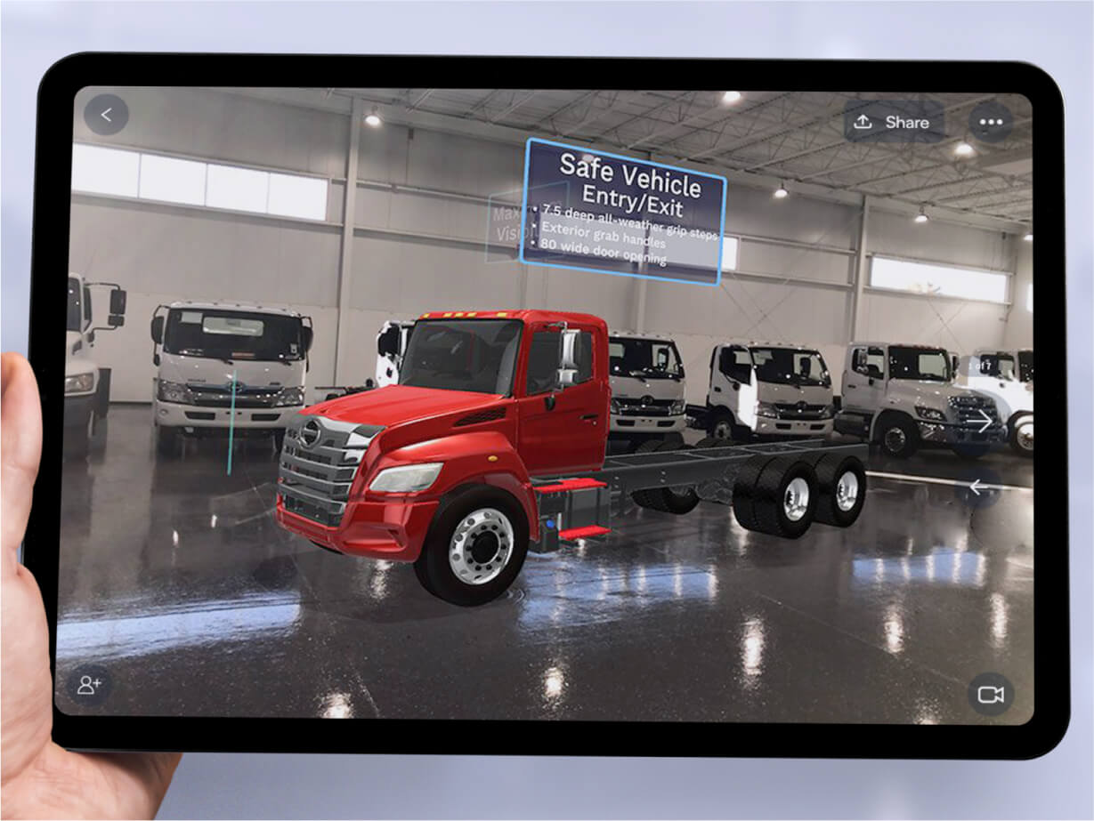 View Hino Truck Jig in AR using a tablet device.