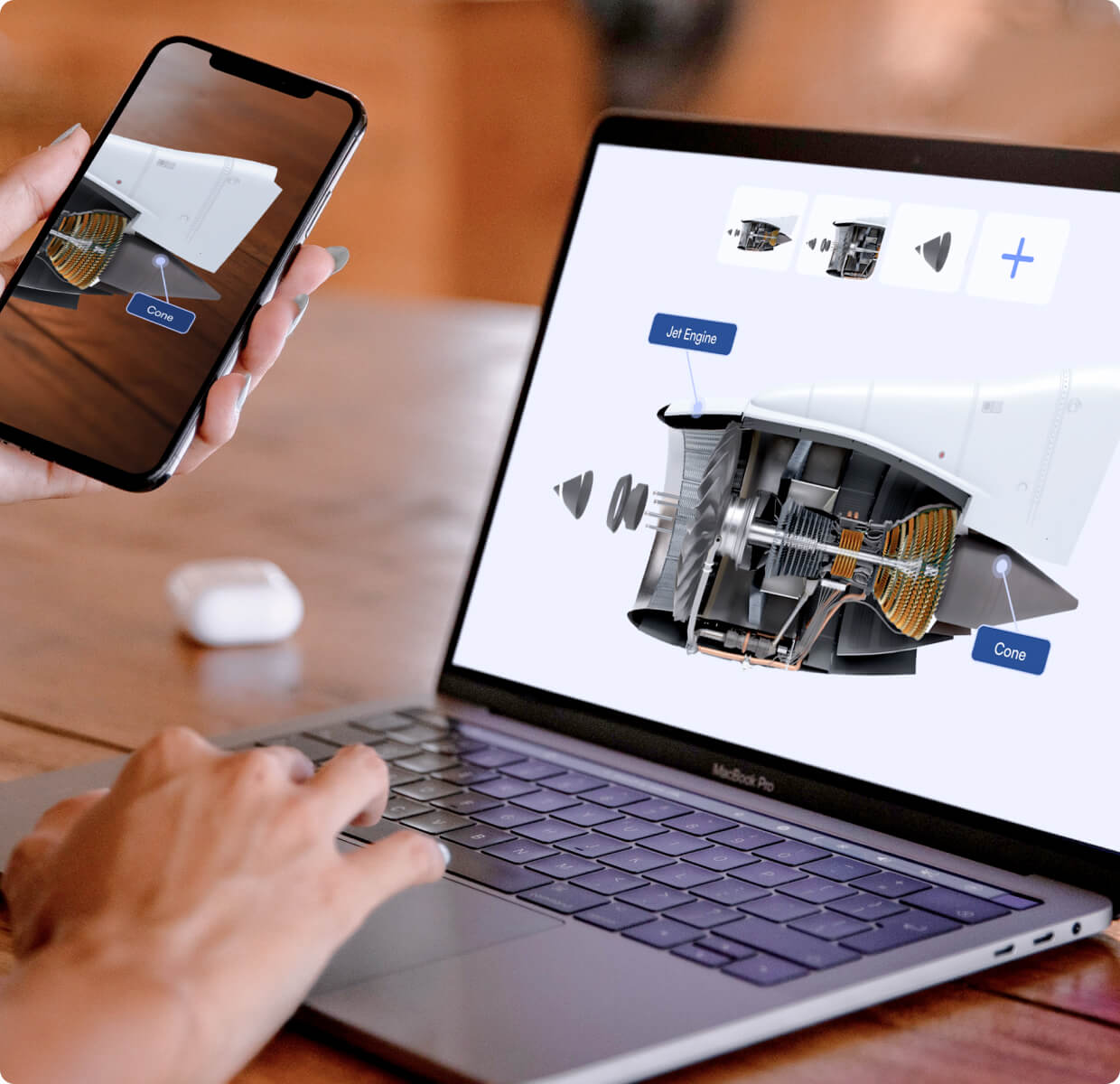 Impart knowledge quickly using JigSpace across different devices.