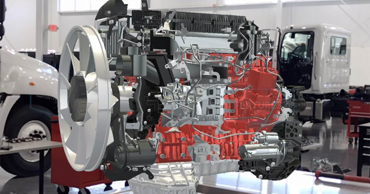 3D model of a car engine being viewed in augmented reality using JigSpace