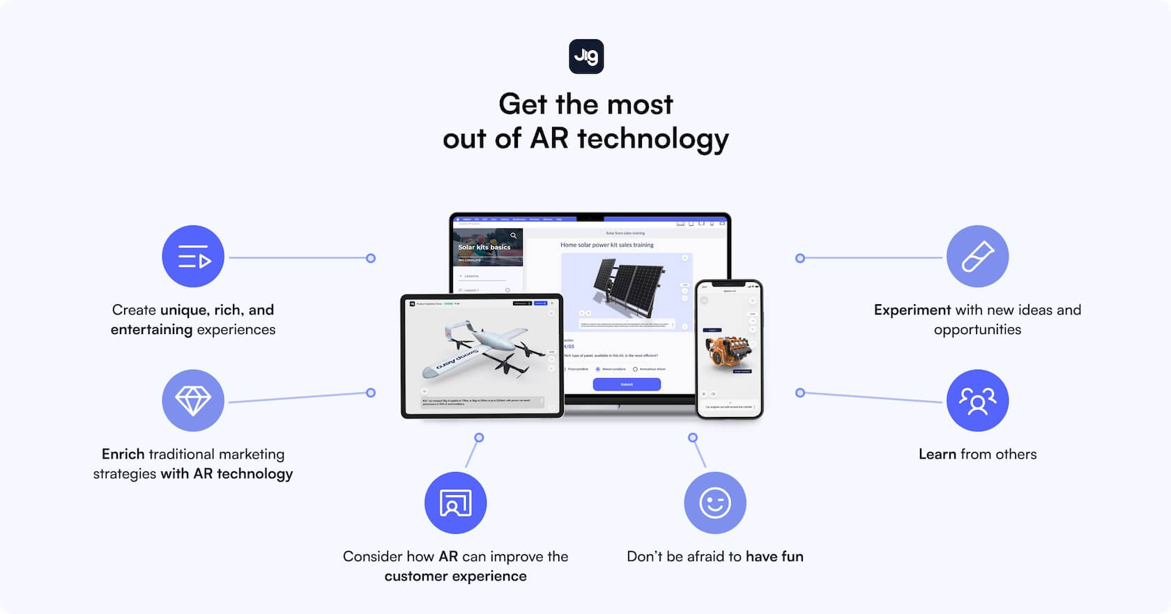 An infographic explaining how you can get the most out of AR technology like JigSpace
