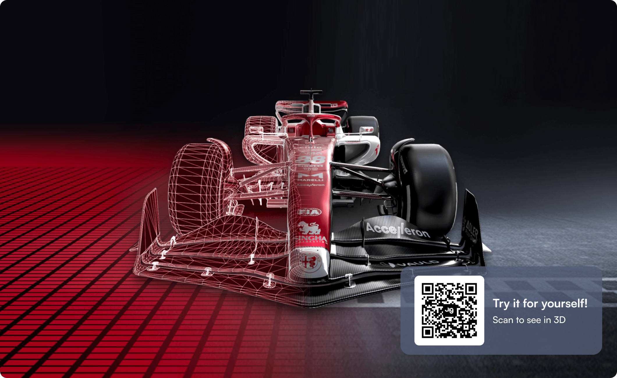 Alfa Romeo F1 Team ORLEN, 2022 race car C42 in augmented reality using a JigSpace.