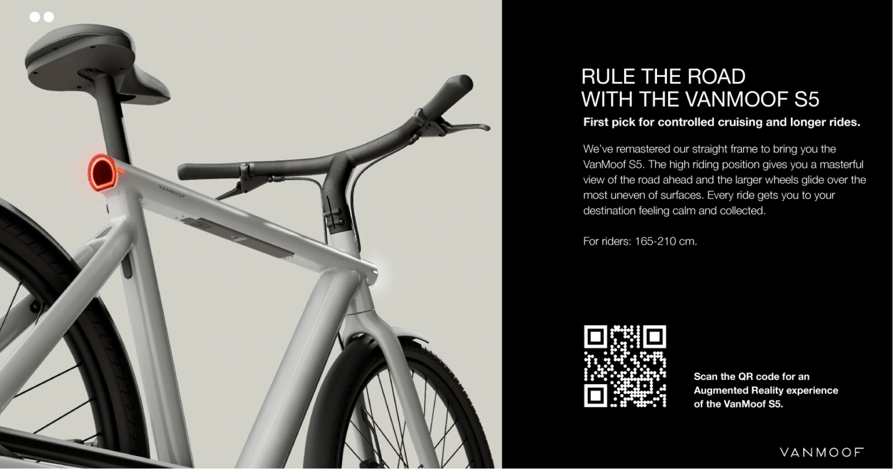 VanMoof electric bicycle can be viewed in augmented reality by simply scanning the QR code in the image