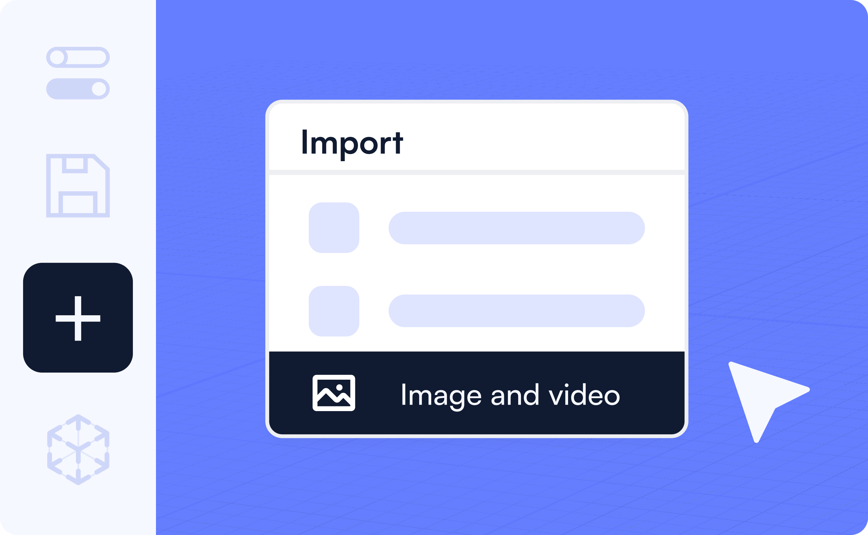 Showing where to find the "image and video" button to import media easier