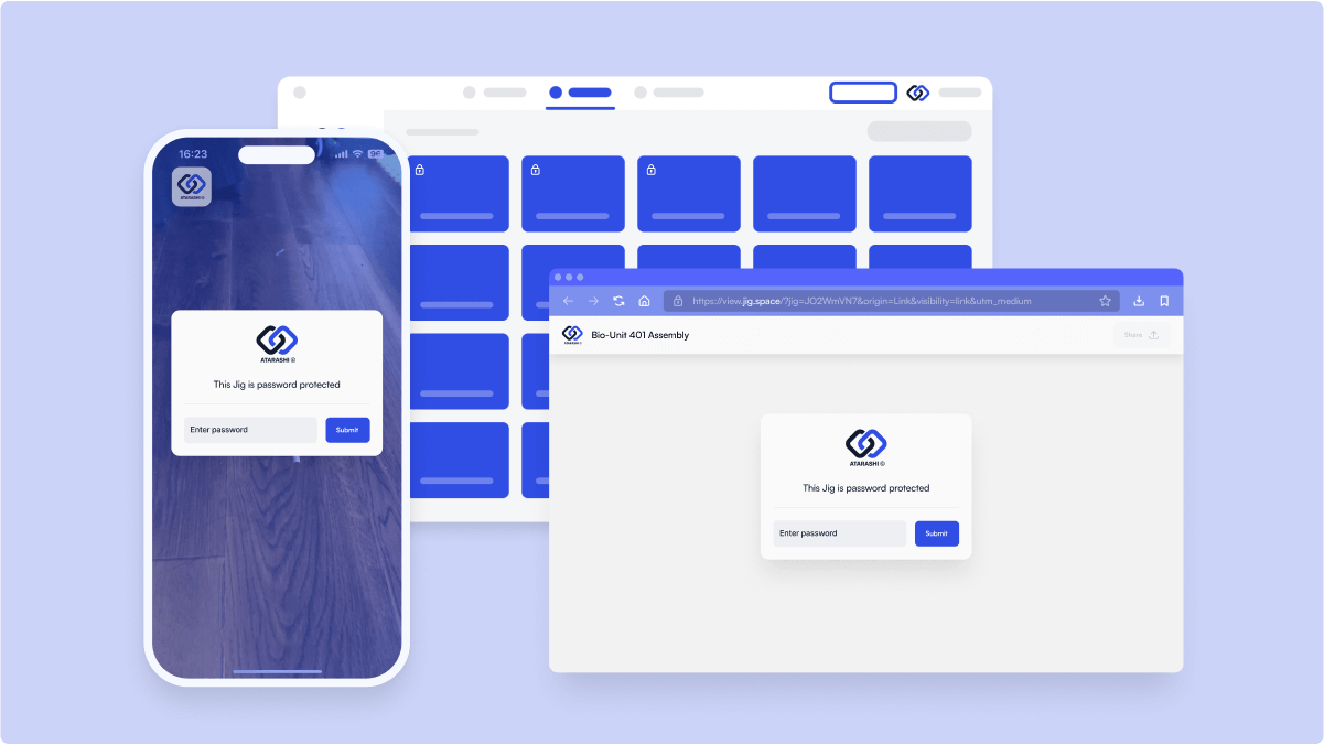 Password protection UI for different platforms.