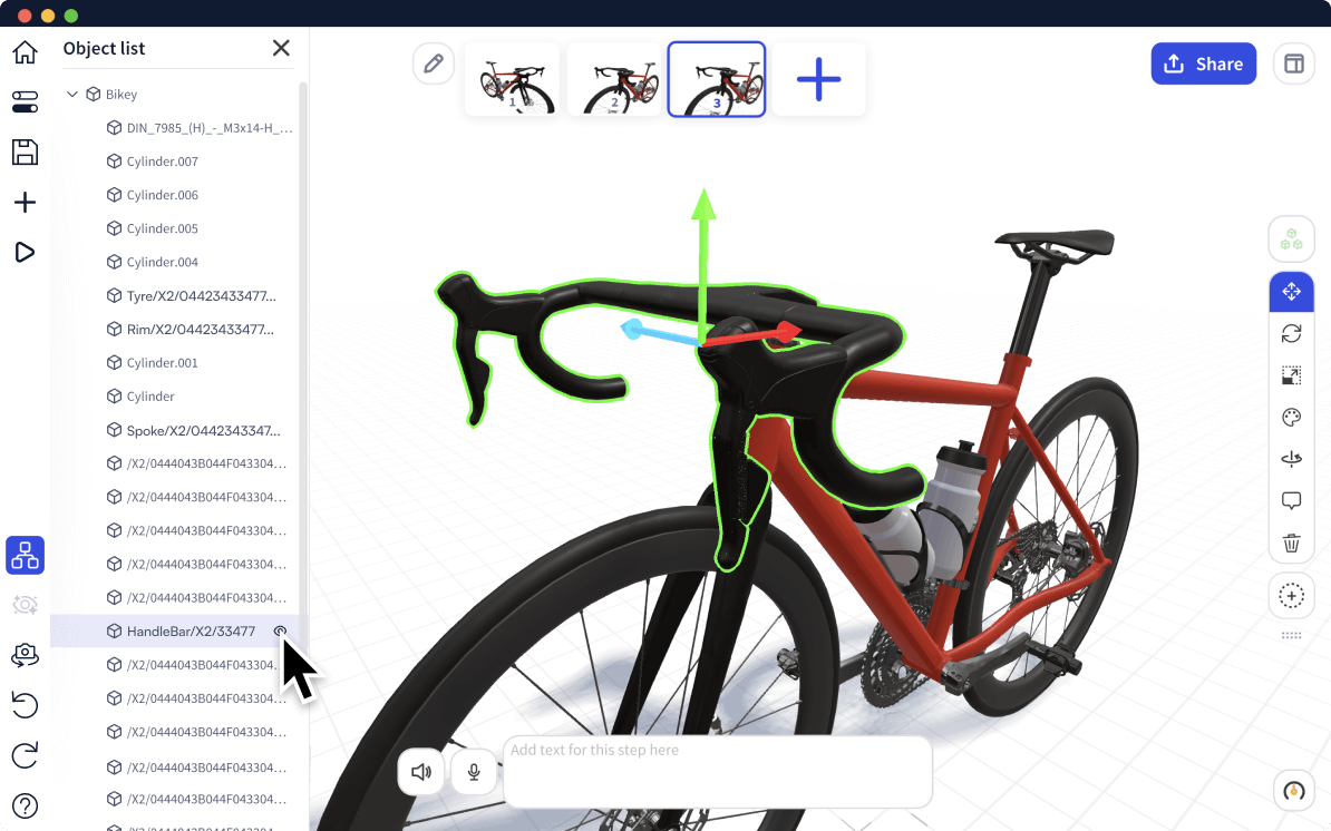 The object list panel is available to creators in the JigSpace desktop app