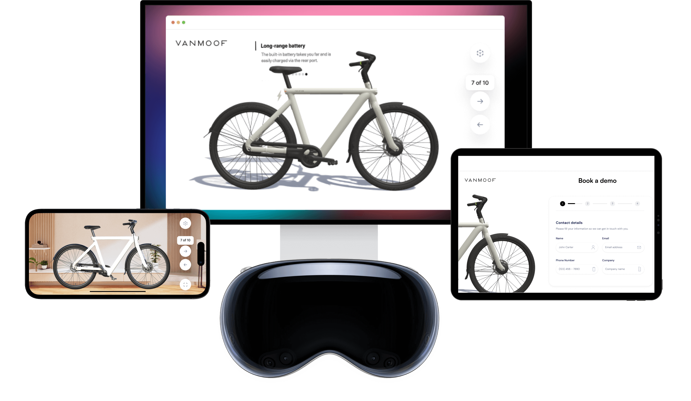 VANMOOF Jig presented in different devices.
