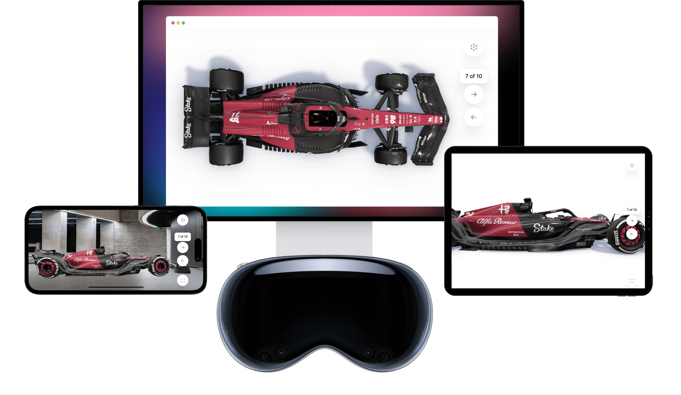 Race car Jig presented in different devices.