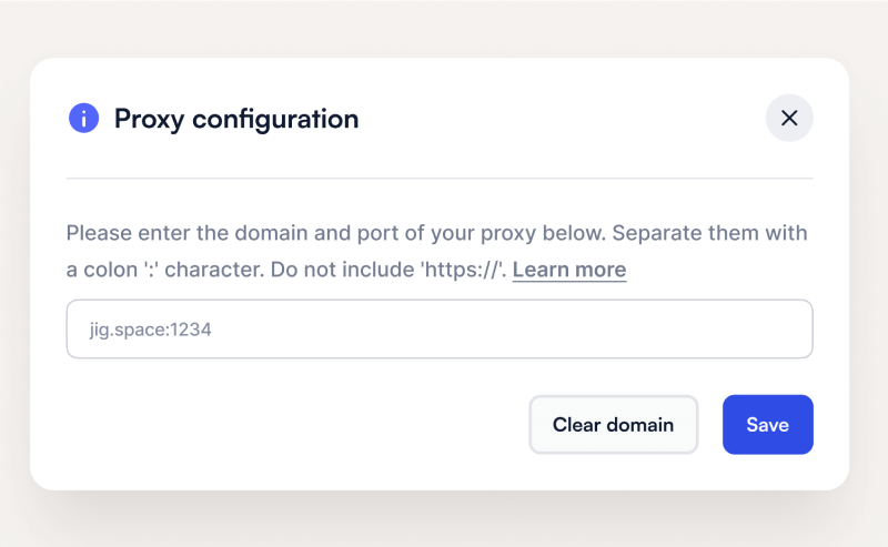 Custom proxy configuration
