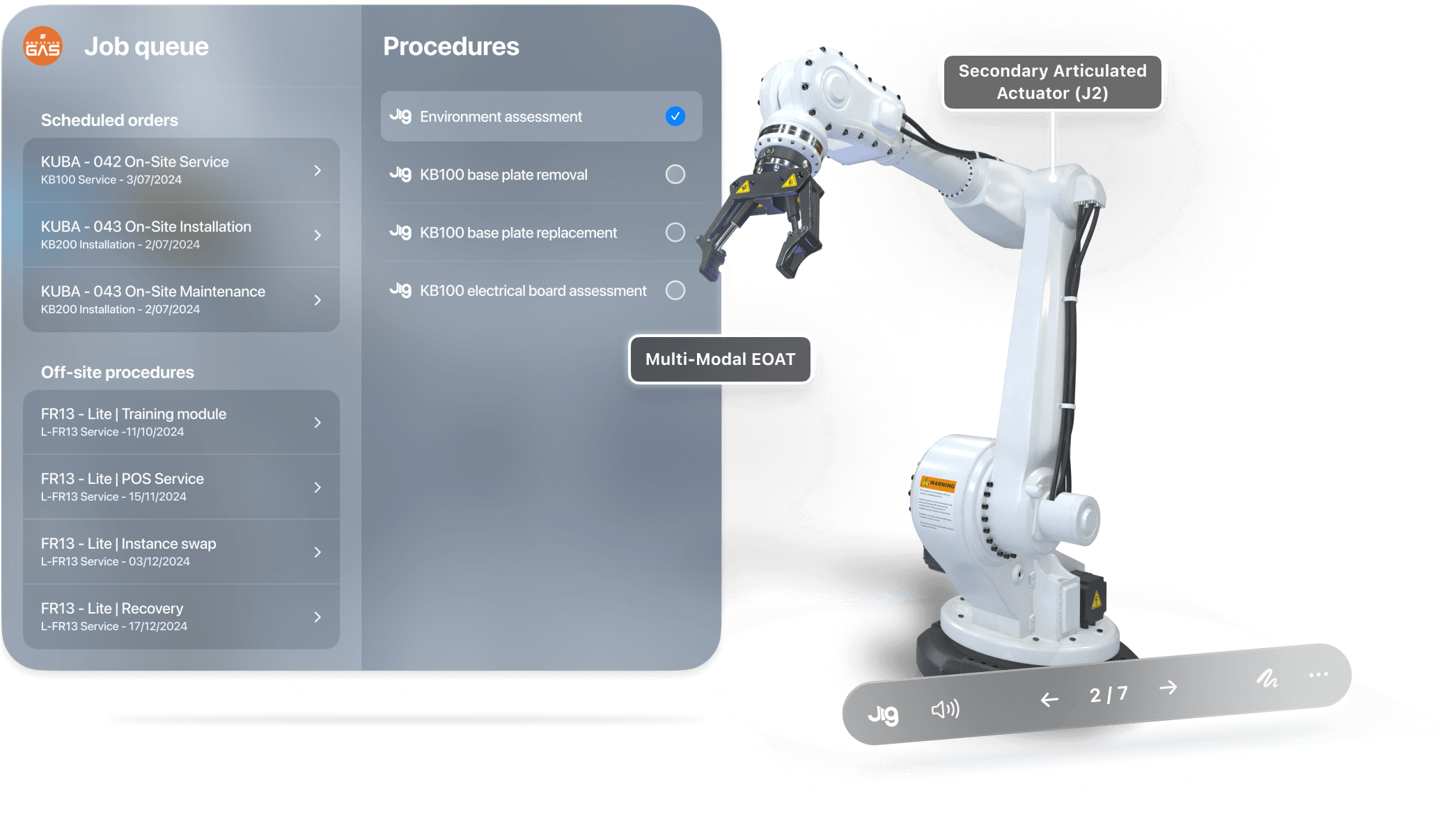 JigSpace Apple Vision Pro app Jig view of a robotic arm.