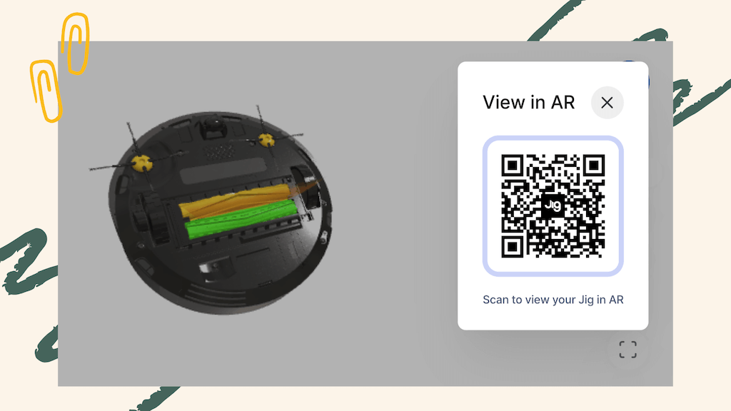 A JigSpace 3D presentation embedded inside a Canva presentation using QR codes to open augmented reality experiences